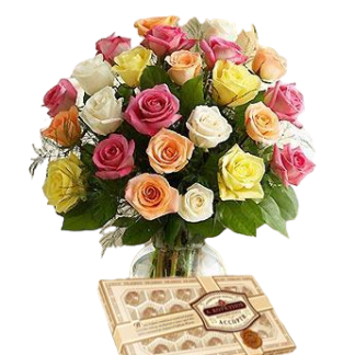 25 colorful roses with chokolates | Flower Delivery Blagoveshchensk