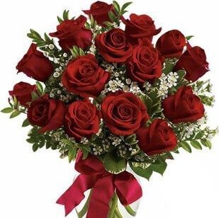 15 red roses with greenery | Flower Delivery Blagoveshchensk