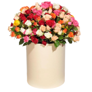 Mixed roses in a hatbox | Flower Delivery Blagoveshchensk